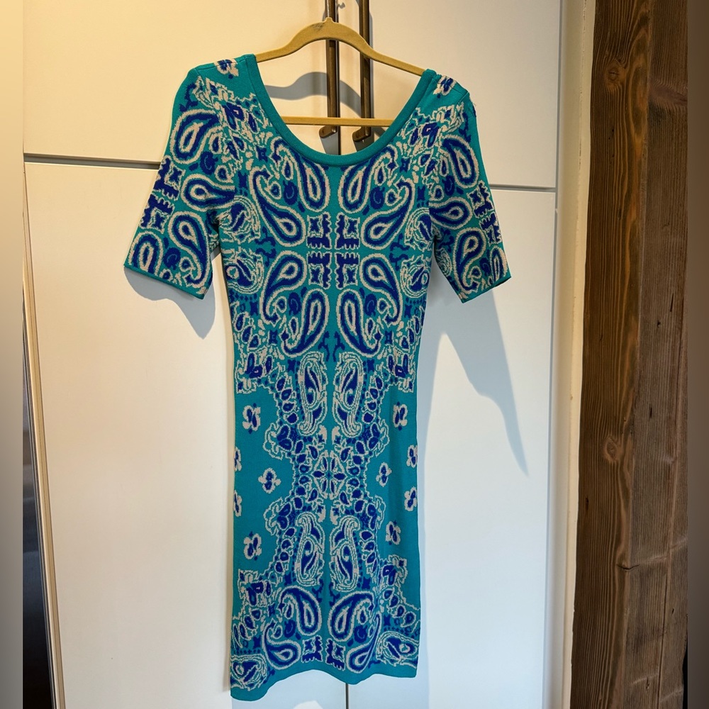 Ronny Kobo Teal and Blue knit sample dress - no tags size small